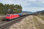 185 605 RHC mit einem Kesselzug bei Darshofen Richtung Nürnberg, 22.02.2020