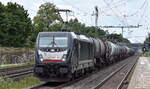 MRCE Dispolok  187 101  [NVR-Nummer: 91 80 6187 101-1 D-DISPO], Nutzer eventl. CTL mit einem Kesselwagenzug am 06.07.23 Höhe Bahnhof Dedensen-Gümmer.