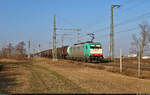 Kesselzug mit 186 250-7 (91 51 5270 003-4 PL-TM) überquert die Leipziger Chaussee (B 6) in Halle (Saale) Richtung Abzweig Thüringer Bahn.