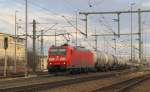 DB 185 178-1 mit Kesselwagen Richtung Erfurt, am 07.02.2014 in Weimar.