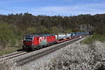 1293 197 war mit dem  Walter-KLV  am 5. April 2024 am  Esslinger Tunnel  bei Solnhofen in Richtung Treuchtlingen unterwegs.
