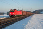 185 287-0 mit einem leeren Erzzug bei Seubersdorf Richtung Nürnberg, 21.01.2017