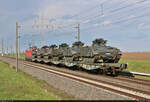 [Reupload]

Nachschuss auf einen kurzen Militärzug mit einem Pionierpanzer Dachs und fünf Schützenpanzer Marder auf eigenen Flachwagen ( Militärgut  | Bf. Munster(Örtze)Süd | 33 80 3994 ... D-BW), die von 152 030-3 (Siemens ES64F) in Braschwitz Richtung Köthen gezogen werden.

🧰 Bundeswehr
🚩 Bahnstrecke Magdeburg–Leipzig (KBS 340)
🕓 3.5.2021 | 17:28 Uhr