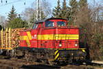 346 811-3 war am 07.01.2018 mit dem Holzzug von Rostock-Bramow nach Stendal-Niedergörne im Bahnhof Rostock-Bramow beschäftigt.