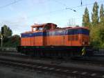 Die neue Werk-Lok der Firma RFH(Rostocker Fischereihafen)steht im Bahnhof Rostock-Bramow.(29.08.09)fotografiert von I.Pavel