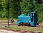 199 042 in Magdeburgerforth beim umsetzen beim Bahnhofsfest am 13.5.23