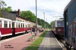 Buckow - Buckower Kleinbahn, Museumsbahnhof mit Eisenbahnmuseum des Eisenbahnvereins Mrkische Schweiz (der auch die Kleinbahn betreibt)