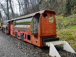 Eine Pressluftlokomotive DEMAG ZDL 40/36 im Gruben- und Feldbahnmuseum Zeche Theresia.