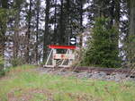 Das Streckenende von einer kleinen Feldbahn an der Bergstation Lichtenhain am 25.April 2022.