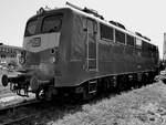 Die Elektrolokomotive 110 152-6 im August 2018 im Eisenbahnmuseum Koblenz.