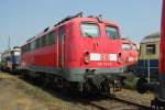 110 223-5 in der Lokausstellung beim Frhlingsfest und 10 jhrigen Bestehens des DB Museums Koblenz-Ltzel am 21.05.2011.