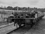 Ein Flachwagen Mitte August 2018 im Eisenbahnmuseum Weimar.