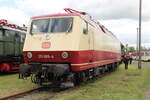 DB Systemtechnik 120 005-4 am 28.05.2022 beim Eisenbahnfest des Thringer Eisenbahnvereins im ehem. Bw Weimar.