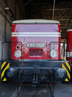 Die Diesellokomotive V60 1120 Anfang April 2018 im Sächsischen Eisenbahnmuseum Chemnitz-Hilbersdorf.