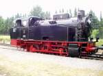 Dampflok 2 der Delmenhorst-Harpstedter Eisenbahnfreunde im Juli 2008 im Bahnhof Harpstedt