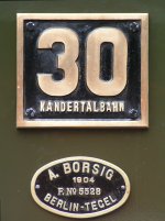 Beschilderung des  Chanderli  (T3/Borsig 1904) von der Kandertalbahn.