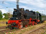 Die Dampflok 75 1118 bei der 51 Jahr Feier der Ulmer Eisenbahnfreunde am 09.07.2022 in Amstetten an der Geislinger Steige