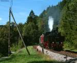 93 1360 und V100 1041 der Nesa mit einem Sonderzug von Lauchringen nach Hintschingen bei Grimmelshofen 11.9.10