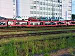 Ein MSM Autotransportwagen DDm auf dem Bereitstellungsgleis vor dem Mondelez International in der nähe des autoterminal am 24.06.22 ( Zug 1311/1819) 