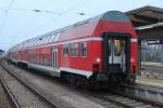 Fuball-Sonderzug 18423 mit DBuza von Rostock Hbf nach Magdeburg-Herrenkrug kurz vor der Ausfahrt im Rostocker Hbf.05.03.2016