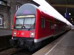 Steuerwagen der RB 26718 von Weienfels nach Eilenburg Ost am Bahnsteig 1 in Weienfels; 17.12.2007