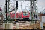 Versuch einer Teleaufnahme von der Delitzscher Straße auf DABpbzfa 762.0 der S-Bahn Mitteldeutschland (DB Regio Südost) als S 37742 (S7) nach Halle-Nietleben, die in ihrem Startbahnhof Halle(Saale)Hbf Gl. 13a steht. [26.1.2018 | 15:18 Uhr]