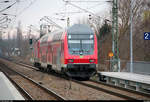 Nachschuss auf DABpbzfa 762.0 mit Zuglok 143 810-0 der S-Bahn Mitteldeutschland (DB Regio Südost) als S 37744 (S7) von Halle(Saale)Hbf Gl. 13a nach Halle-Nietleben, die den Hp Halle Rosengarten auf der Bahnstrecke Halle–Hann. Münden (KBS 590) verlässt. Bild durchlief die Selbstfreischaltung. [18.2.2018 | 15:58 Uhr]