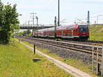 Einfahrt RE 7 nach Bad Belzig kurz vor dem Bahnhof Berlin Flughafen Schönefeld am 21.