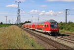 DABpbzfa <sup>762.0</sup> (50 80 80-35 361-0 D-DB) mit Schublok 146 011-2 unterwegs in Großkorbetha.
 
🧰 Elbe-Saale-Bahn (DB Regio Südost)
🚝 RE 4880  Saale-Express  (RE18) Jena-Göschwitz–Halle(Saale)Hbf
🕓 14.7.2023 | 10:33 Uhr