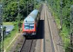 Dosto-Steuerwagen RB nach Koblenz bei Bad Honnef (143 958-7 schiebt) - 01.07.2014