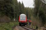 RB 26952 (Seebrugg-Freiburg(Brsg) Hbf) mit Schublok 143 312-7 am Windgfällweier 2.5.15