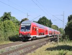 Doppelstocksteuerwagen (Bauart 761.2) vorraus, Wupper Express am 24.9.2016 am Bü Rimburg auf der KBS 485