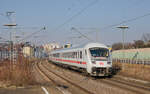 IC1968 Stuttgart-Karlsruhe mit gezogenem Steuerwagen am 25.01.2022 in Stuttgart-Zuffenhausen. 