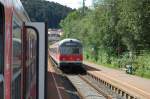 Bei der Zugkreuzung in Bopfingen war fr mich ein Bild des Silberling-Steuerwagens ein Muss, denn nach der baubedingten Sperrung der Riesbahn werden die alten Wagen mit ihren bequemen Sitzen von der