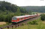 RB 19317 (Stuttgart Hbf-Ulm Hbf) mit Schublok 143 *** bei Urspring 28.7.11