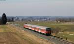 RE 57409 (Memmingen-München Hbf) mit Schublok 218 469-5 bei Sontheim(Schwab) 10.3.15