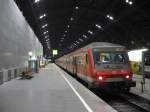 Eine der wenigen Reisezugwagen  Halberstdter  Bauart, mit Steuerwagen  Wittenberger  Bauart, fahren immer abends als RB von Erfurt nach Leipzig. (siehe Film 7571)
Leipzig Hbf, 19.02.2009