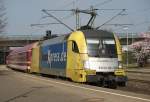 ES 64 U2-025 mit HKX(Hamburg-Kln-Express)als HKX 1802 von Hamburg-Altona nach Kln Hbf bei der Ausfahrt in Hamburg-Harburg.29.03.2014 