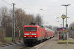 143 925 erreicht mit der aus Koblenz kommenden RB 27 den Endbahnhof Rommerskirchen.