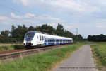 Triebwagen 857 (National Express) als RE7 in Richtung Krefeld Hbf in Kaarst, 20. Juli 2016