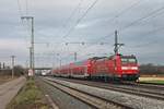 Nachschuss auf 146 109-4  Baden Württemberg erfahren/Lahr (Schwarzw) , welche am 11.12.2016 ihren RE (Basel Bad Bf - Offenburg) in Richutng Heitersheim aus dem Bahnhof von Müllheim (Baden)