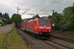 146 109-4  Lahr (Schw.)  und  Baden Wrttemberg erfahren  am 25.06.2013 beim beschleunigen aus dem Bahnhof von Schallstadt in der sdlichen Kurve des gleichnamige Ortes gen Sden.
