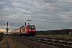 Nachschuss auf 146 115  Baden-Württemberg erfahren  mit dem RE 26512 (Basel Bad Bf - Offenburg) am 06.01.2014 nördlich von Müllheim (Baden).