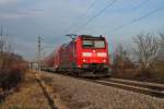 Am 18.01.2014 fuhr 146 114-4  Baden-Württemberg erfahren  mit einem RE von Offenburg nach Basel Bad Bf, als sie südlich von Buggingen in Richtung Müllheim unterwegs war.