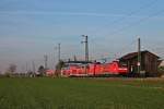 Ausfahrt am 29.03.2014 von der Freiburger 146 114-4  Baden-Württemberg erfahren  mit einem RE aus Offenburg nach Basel Bad Bf in Auggen.