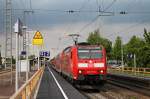 Ausfahrt am 25.04.2014 von der Freiburger 146 113-6  Baden Württemberg erfahren  mit einem RE nach Schliengen in Müllheim (Baden).