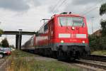 Ausfahrt am 25.09.2014 von 111 064 mit einer RB (Offenburg - Schliengen) aus Orschweier gen Ringsheim.