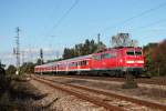 Ausfahrt von der 111 054 am 27.09.2014 aus Orschweier mit einer RB (Schliengen - Offenburg) gen Norden.