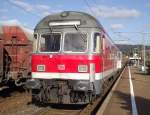 Eine RB aus Bamberg hat am 31. Oktober 2011 soeben den Endbahnhof Pressig-Rothenkirchen auf Gleis 3 erreicht (DSO n-Wagen-Tour 2011).