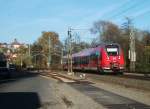 442 107 verlsst am 31.Okotber als RB 59361 nach Nrnberg den Bahnhof Kronach Richtung Lichtenfels.